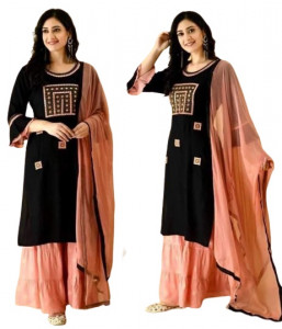 Embroidery Long Kurti Three Piece