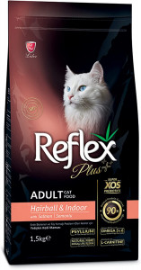 Reflex Plus Super Premium Adult Dry Cat Food Hairball & Indoor With Salmon - 1.5kg