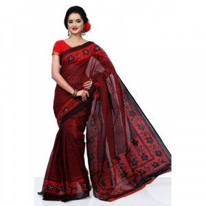 Beautiful Deshi Sharee - 1030 - Maroon with Whole Body Design