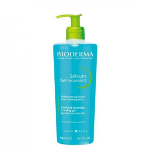 Bioderma Sebium Gel Moussant Purifying Cleansing Foaming Gel for Combination to Oil Skin - 500ml